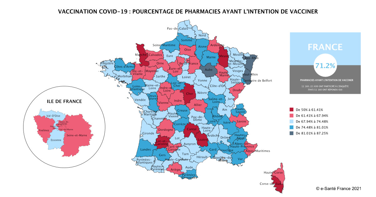Carte de l'enquête Vaccination COVID-19 en Pharmacies