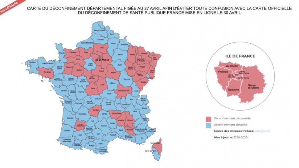 Visuel de la carte du déconfinement hypothétique 