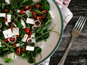 Plate of vegetables and fresh cheese